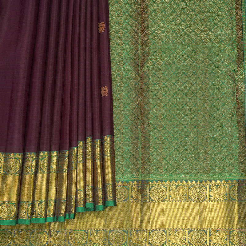 Hayagrivas Handloom Nagapazham Kanjivaram Silk Saree with Meenakshi Green Border KBF836H3-2