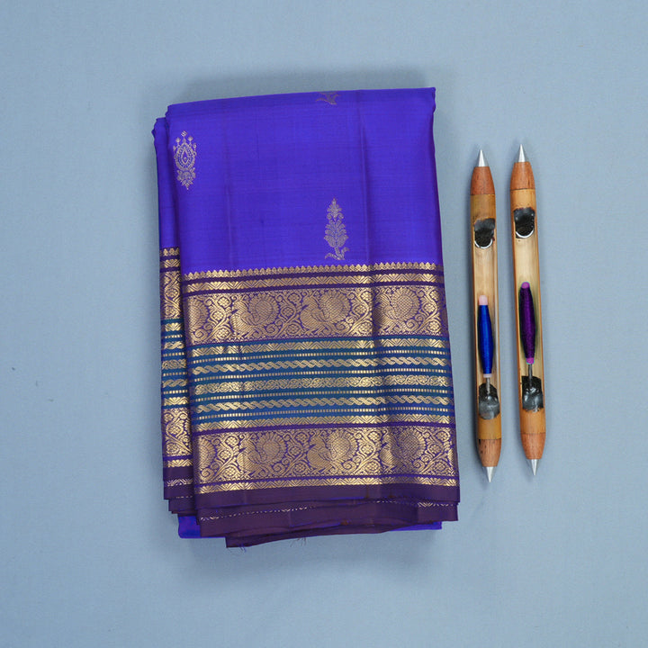 Hayagrivas Handloom MS Blue Kanjivaram Silk Saree with Nagapazham Border KBF836H4-1