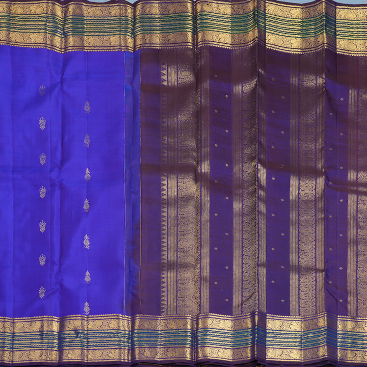 Hayagrivas Handloom MS Blue Kanjivaram Silk Saree with Nagapazham Border KBF836H4-1