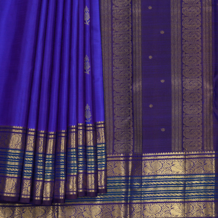 Hayagrivas Handloom MS Blue Kanjivaram Silk Saree with Nagapazham Border KBF836H4-1