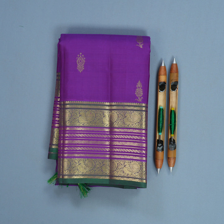 Hayagrivas Handloom Purple Kanjivaram Silk Saree KBF836H4-2