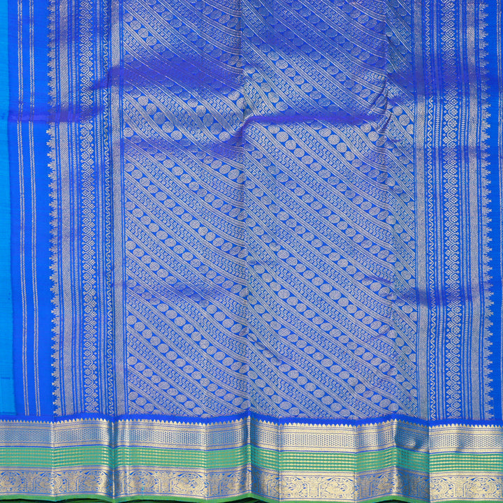 Hayagrivas Handloom Sky Blue Kanjivaram Silk Saree with Sage Green Border KBF836H5-1