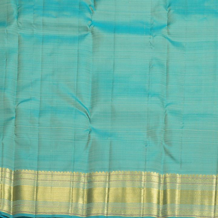 Hayagrivas Handloom Light Elaichi Green Kanjivaram Silk Saree with Teal Green Border KBF836H45-4
