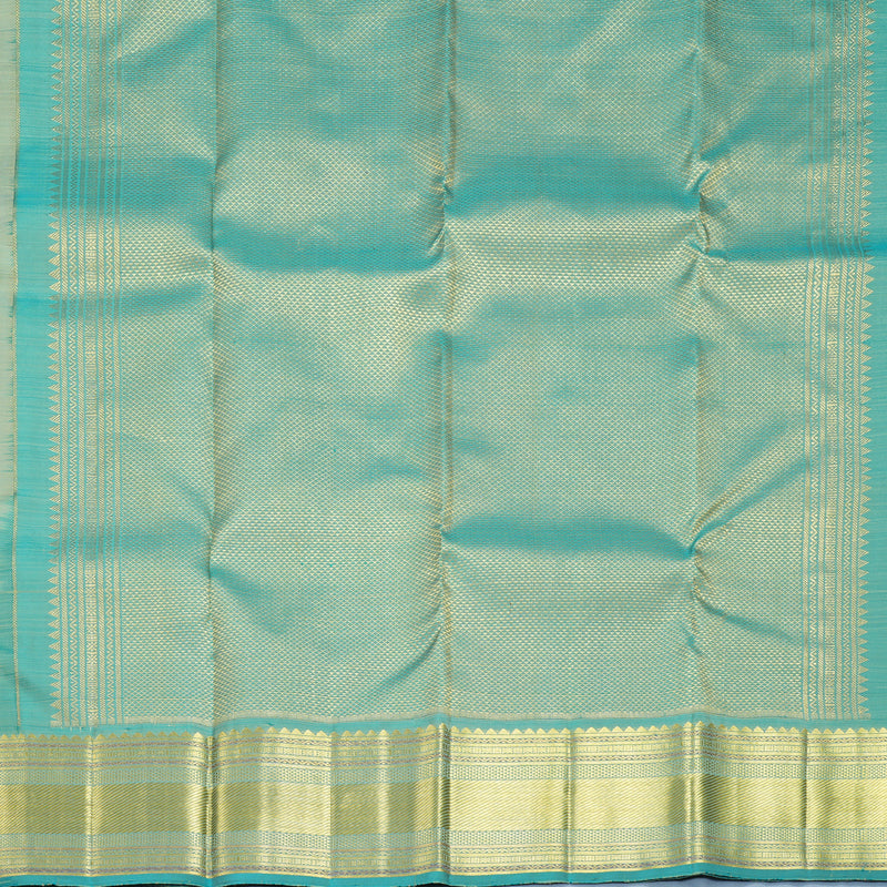 Hayagrivas Handloom Light Elaichi Green Kanjivaram Silk Saree with Teal Green Border KBF836H45-4
