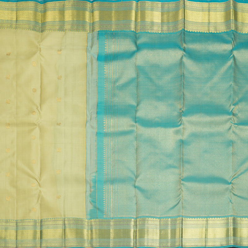 Hayagrivas Handloom Light Elaichi Green Kanjivaram Silk Saree with Teal Green Border KBF836H45-4
