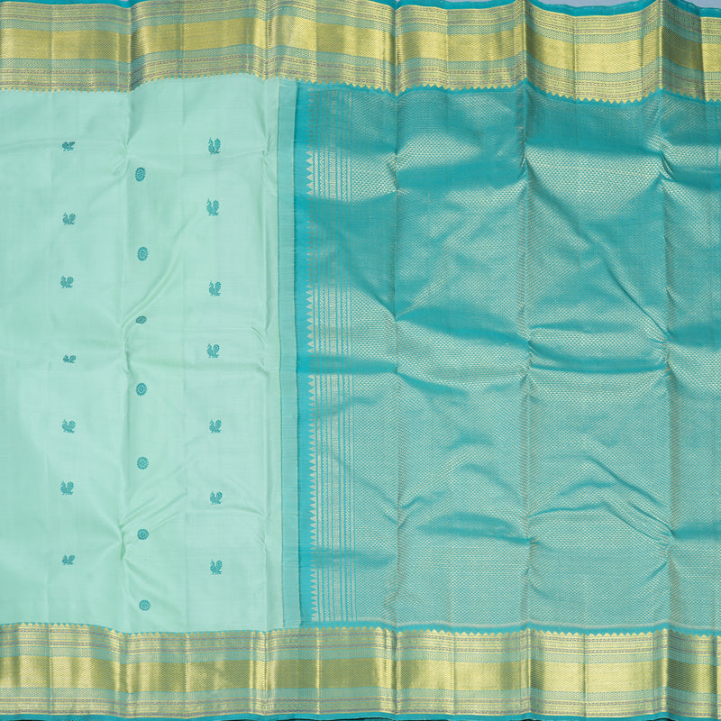 Hayagrivas Handloom Pastel Green Kanjivaram Silk Saree with Sea Green Border KBF836H5-6