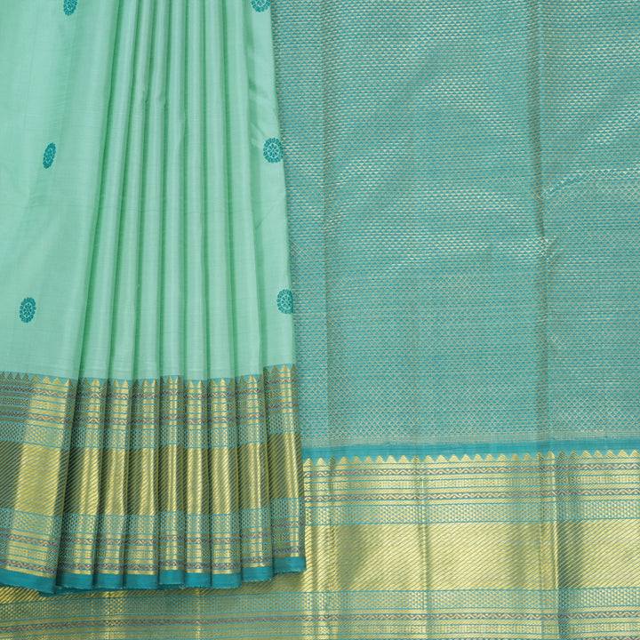 Hayagrivas Handloom Pastel Green Kanjivaram Silk Saree with Sea Green Border KBF836H5-6