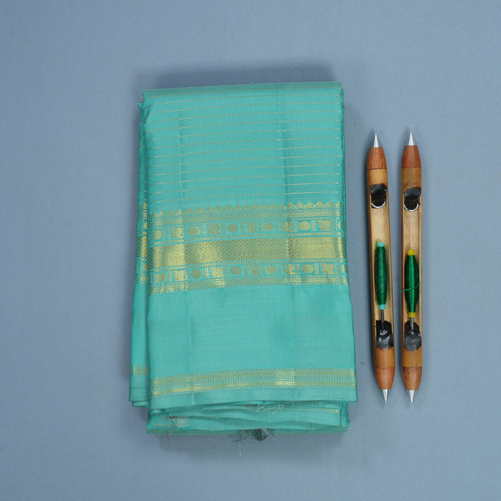 Hayagrivas Handloom Light Teal Kanjivaram Silk Saree KBF836H6-1