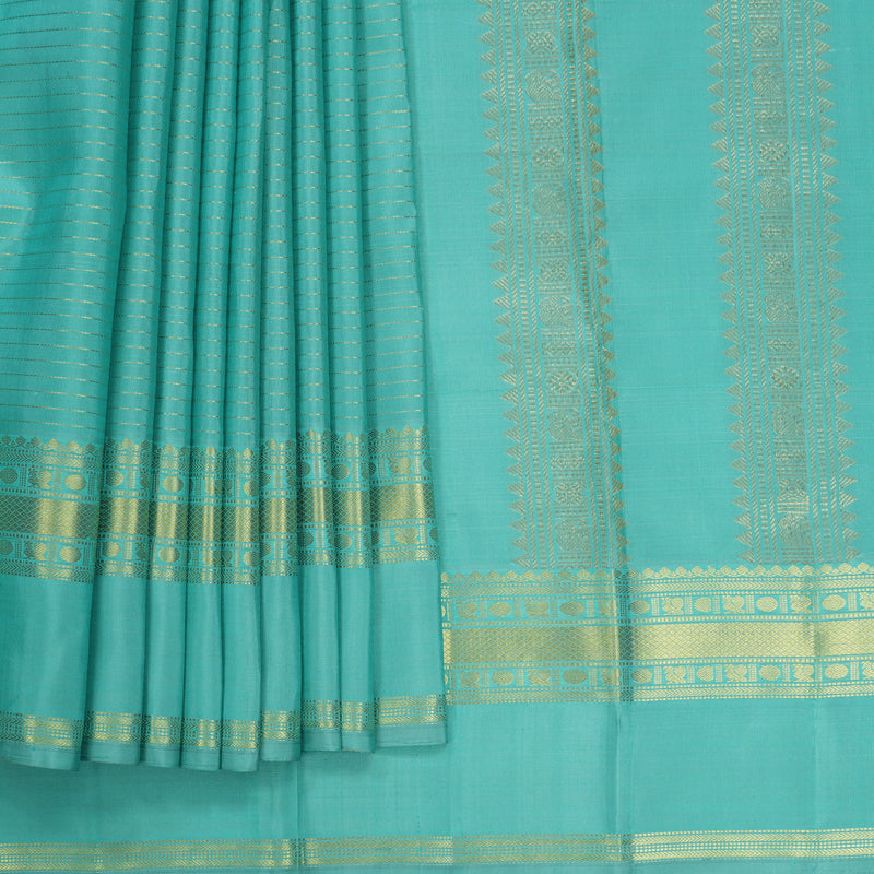 Hayagrivas Handloom Light Teal Kanjivaram Silk Saree KBF836H6-1