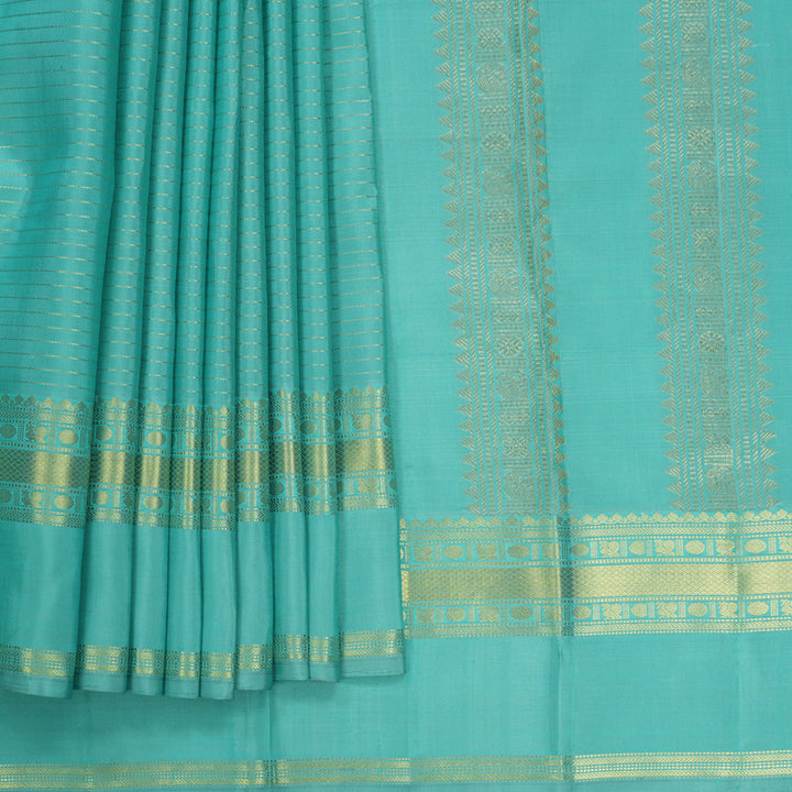 Hayagrivas Handloom Light Teal Kanjivaram Silk Saree KBF836H6-1