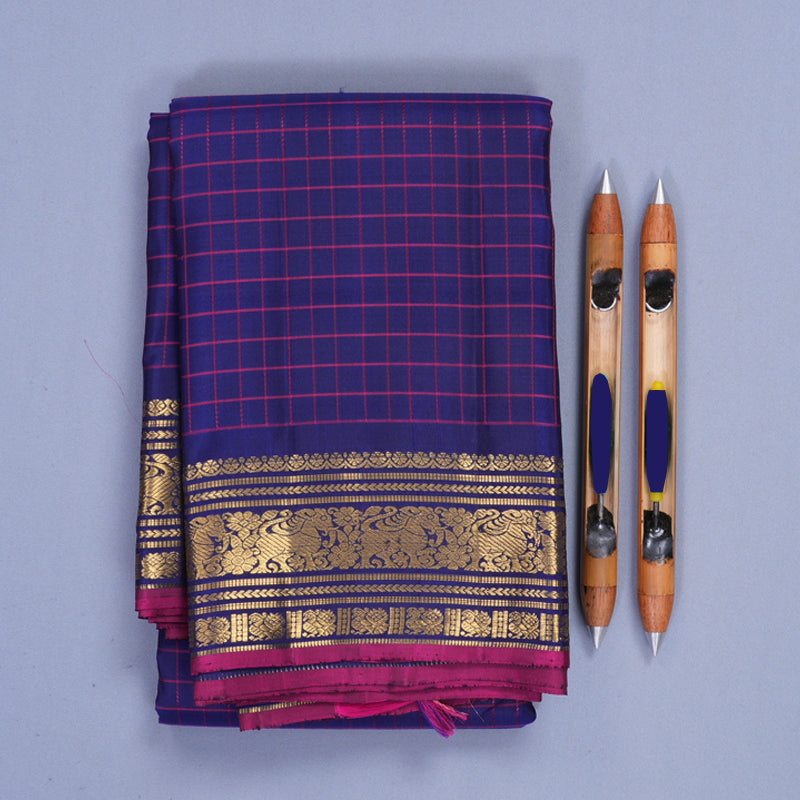 Hayagrivas Handloom Dark Blue Kanjivaram Silk Saree KBF836H7-1
