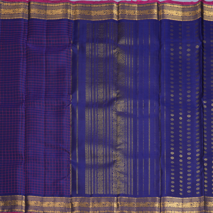 Hayagrivas Handloom Dark Blue Kanjivaram Silk Saree KBF836H7-1