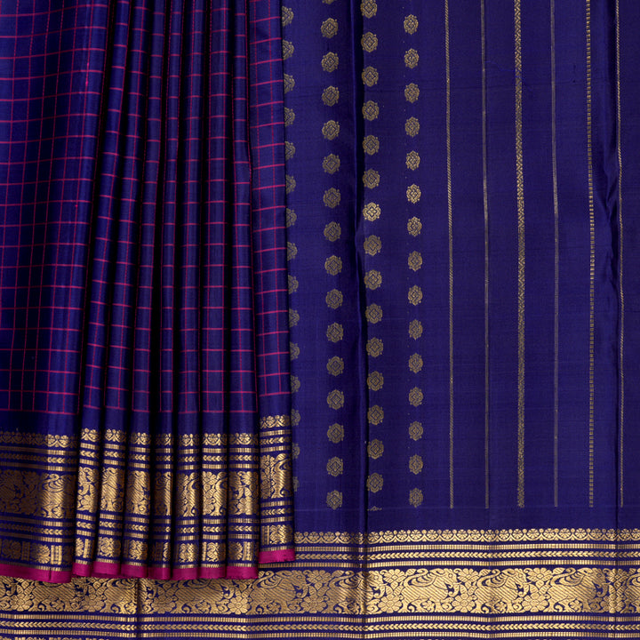 Hayagrivas Handloom Dark Blue Kanjivaram Silk Saree KBF836H7-1