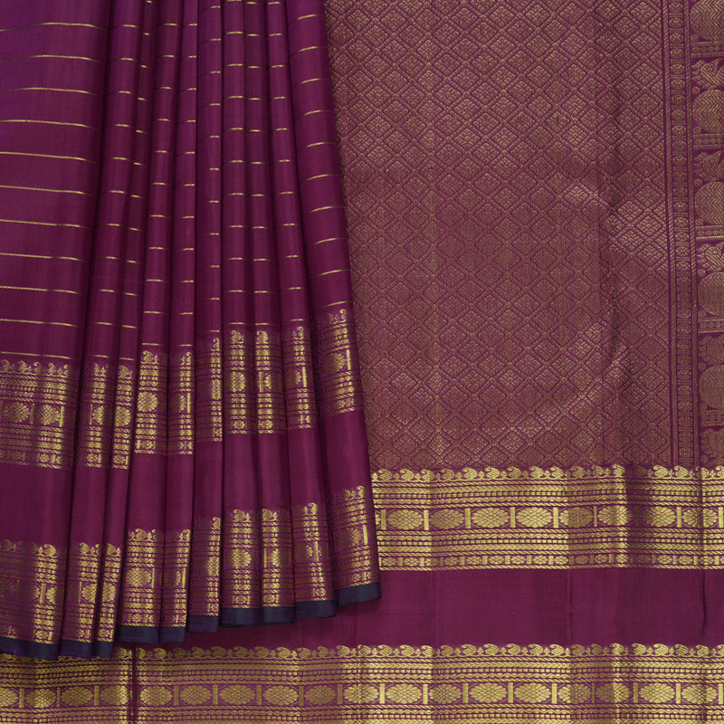 Hayagrivas Handloom Purple Kanjivaram Silk Saree KBF836H7-3