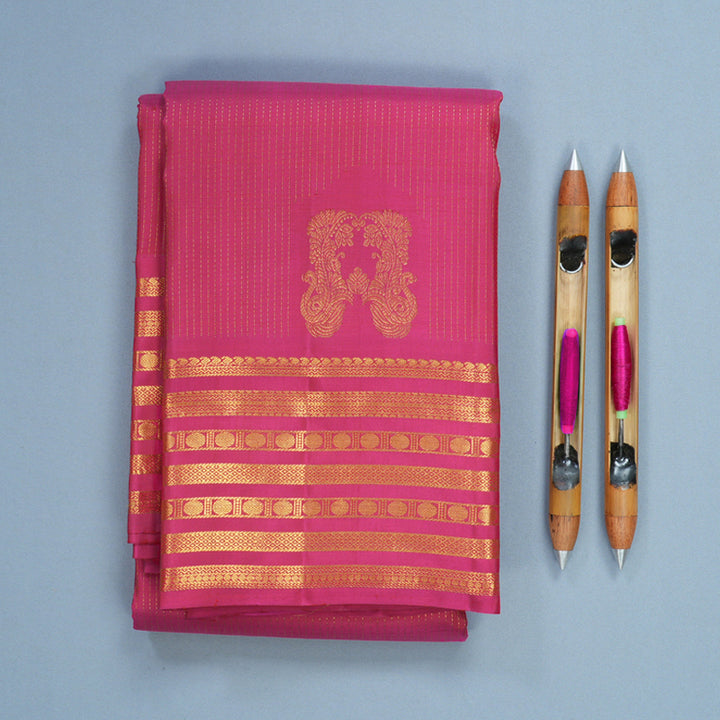 Hayagrivas Handloom Rani Pink Kanjivaram Silk Saree KBF836H8-2