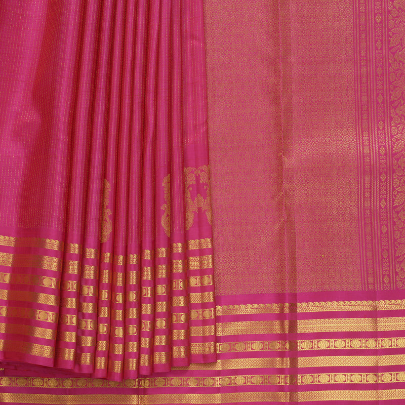 Hayagrivas Handloom Rani Pink Kanjivaram Silk Saree KBF836H8-2