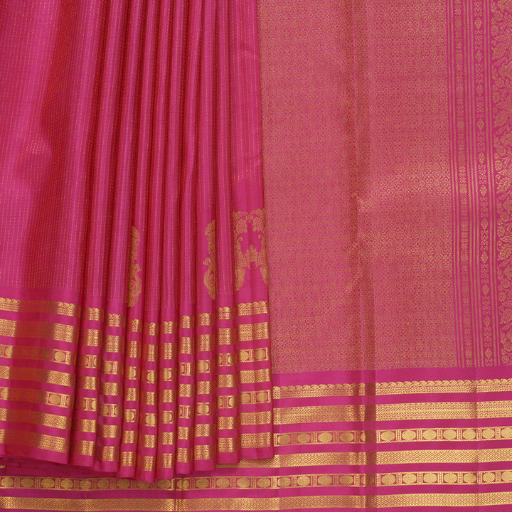 Hayagrivas Handloom Rani Pink Kanjivaram Silk Saree KBF836H8-2