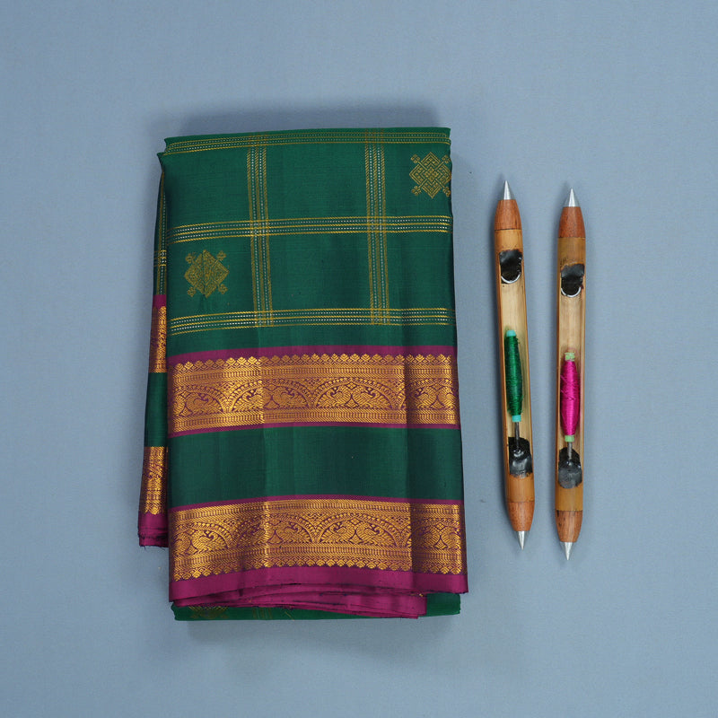 Hayagrivas Handloom Green Kanjivaram Silk Saree KBF836H9-1