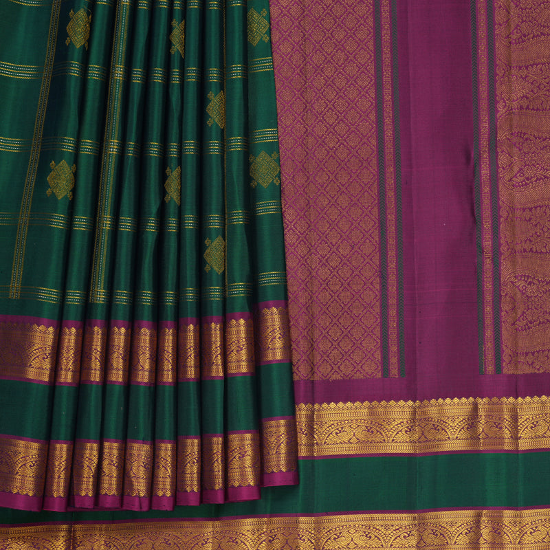 Hayagrivas Handloom Green Kanjivaram Silk Saree KBF836H9-1