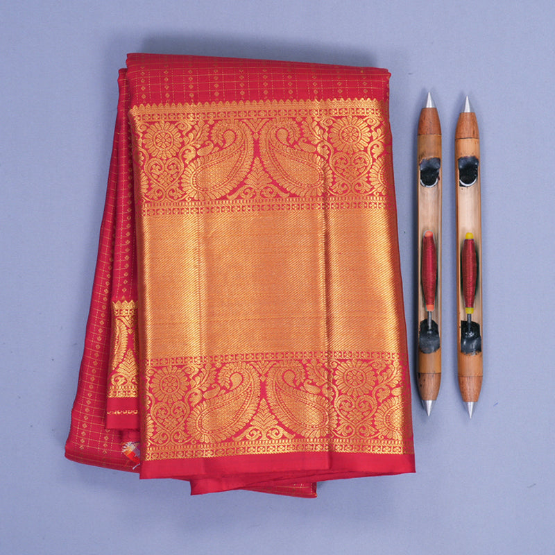 Hayagrivas Handloom Red Kanjivaram Silk Saree KBF836H9-2