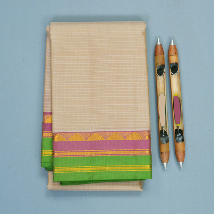 Hayagrivas Handloom Beige Kanjivaram Silk Saree KBF838H1-1