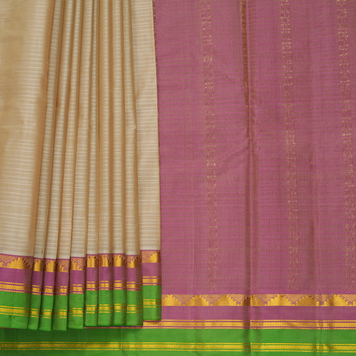 Hayagrivas Handloom Beige Kanjivaram Silk Saree KBF838H1-1