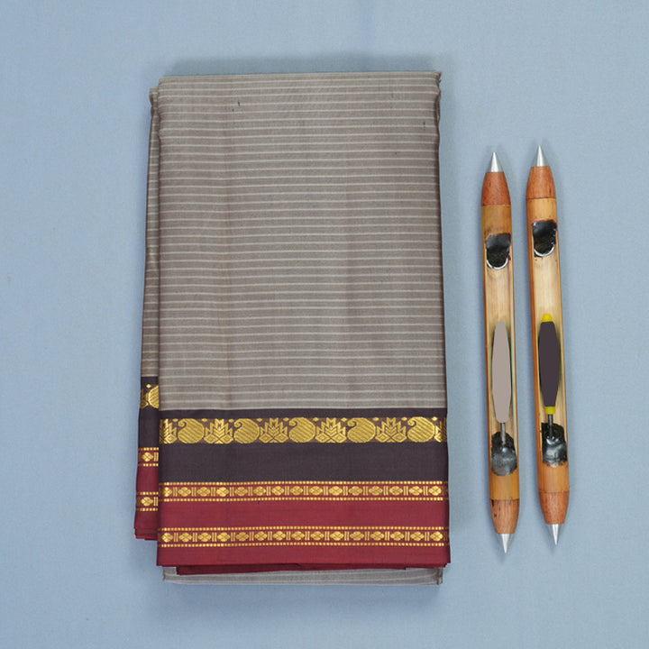 Hayagrivas Handloom Grey Kanjivaram Silk Saree KBF838H1-14