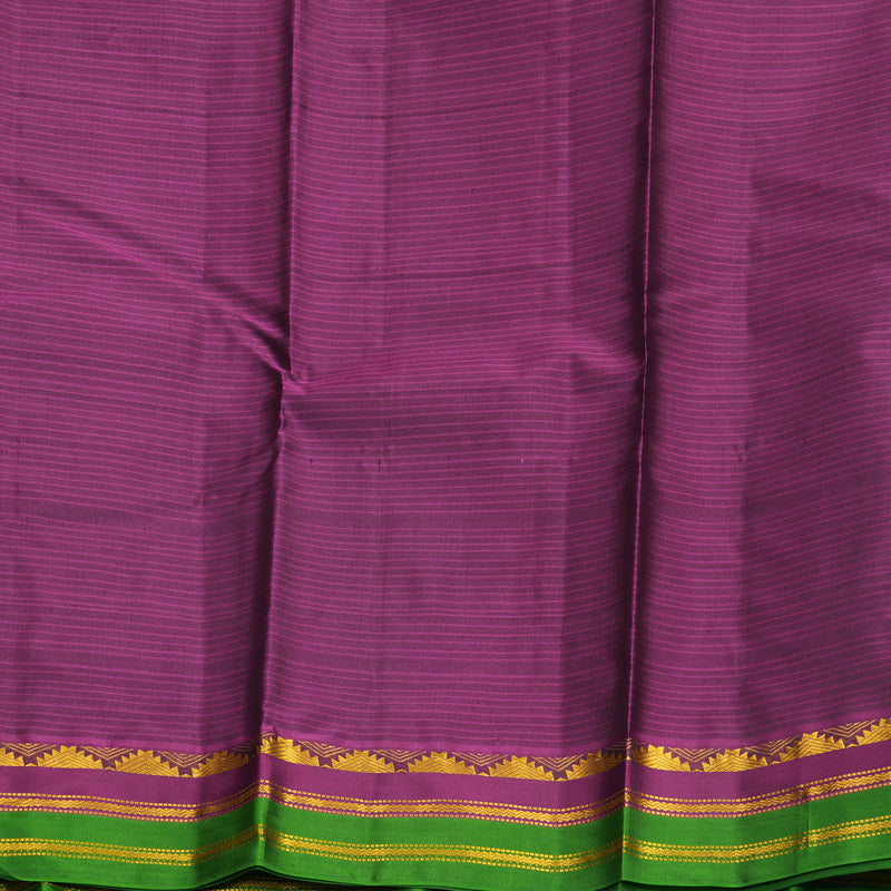 Hayagrivas Handloom Grey Kanjivaram Silk Saree with Purple &amp; Green Border KBF838H1-2