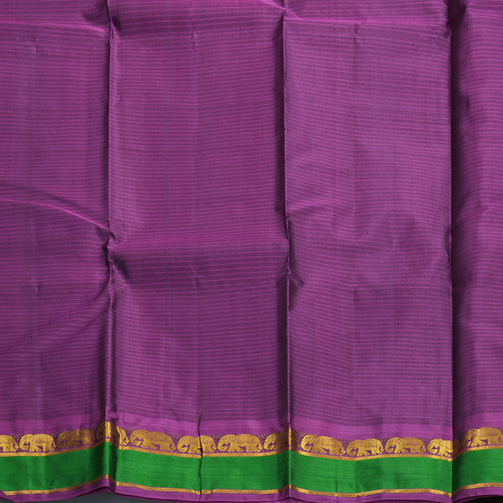 Hayagrivas Handloom Grey Kanjivaram Silk Saree with Green Border KBF838H1-6