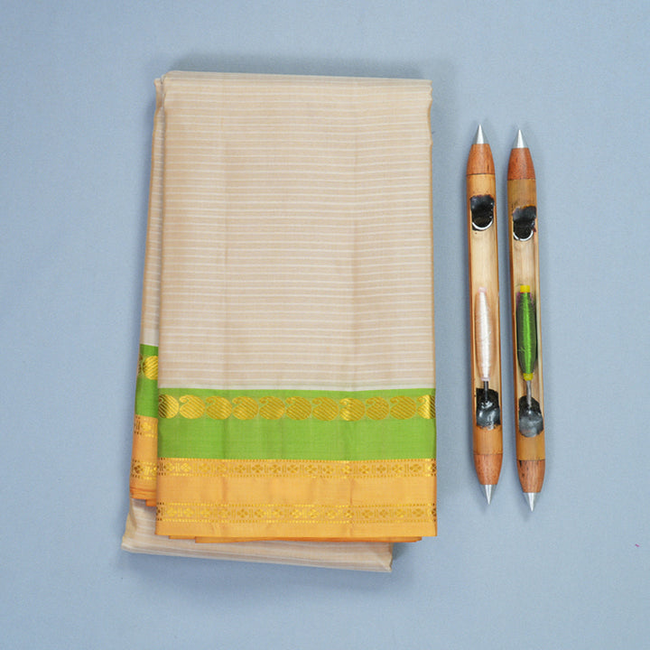 Hayagrivas Handloom Beige Kanjivaram Silk Saree KBF838H1-7