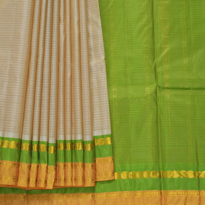 Hayagrivas Handloom Beige Kanjivaram Silk Saree KBF838H1-7