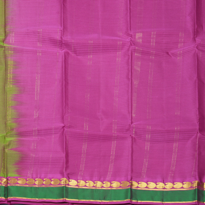 Hayagrivas Handloom Manthalir Green Kanjivaram Silk Saree with Aqua Green Border KBF838H1-8