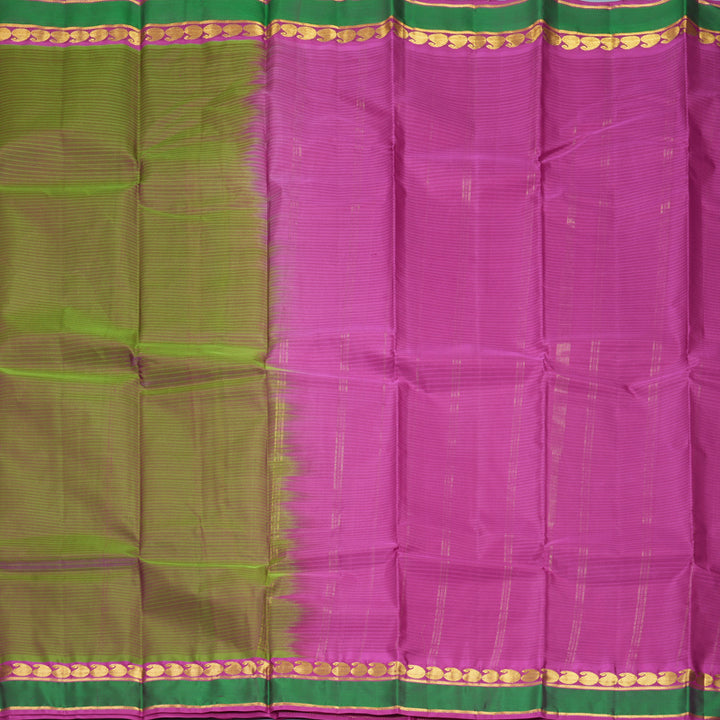 Hayagrivas Handloom Manthalir Green Kanjivaram Silk Saree with Aqua Green Border KBF838H1-8