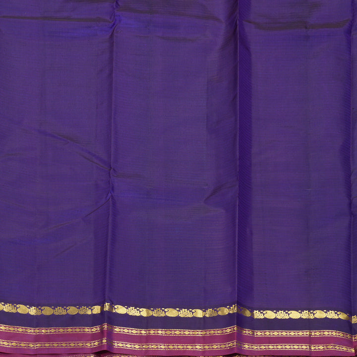 Hayagrivas Handloom Ananda Blue Kanjivaram Silk Saree with Purple Border KBF838H1-9