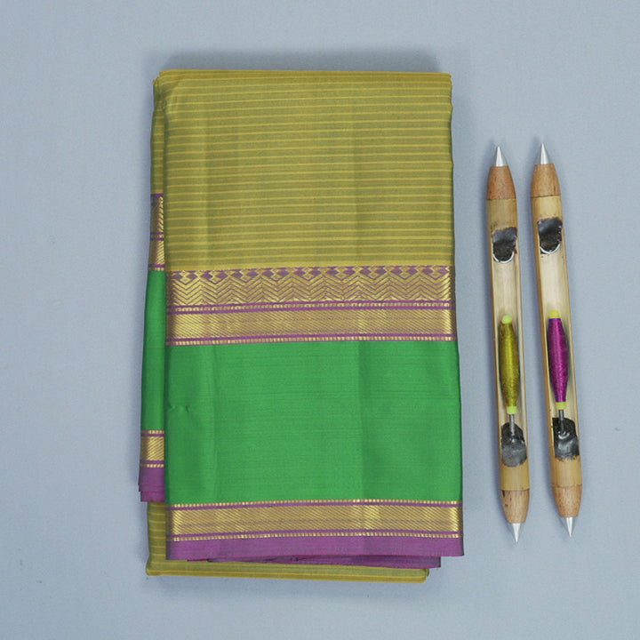 Hayagrivas Handloom Sampanga Green Kanjivaram Silk Saree with Parrot Green Border KBF838H2-11