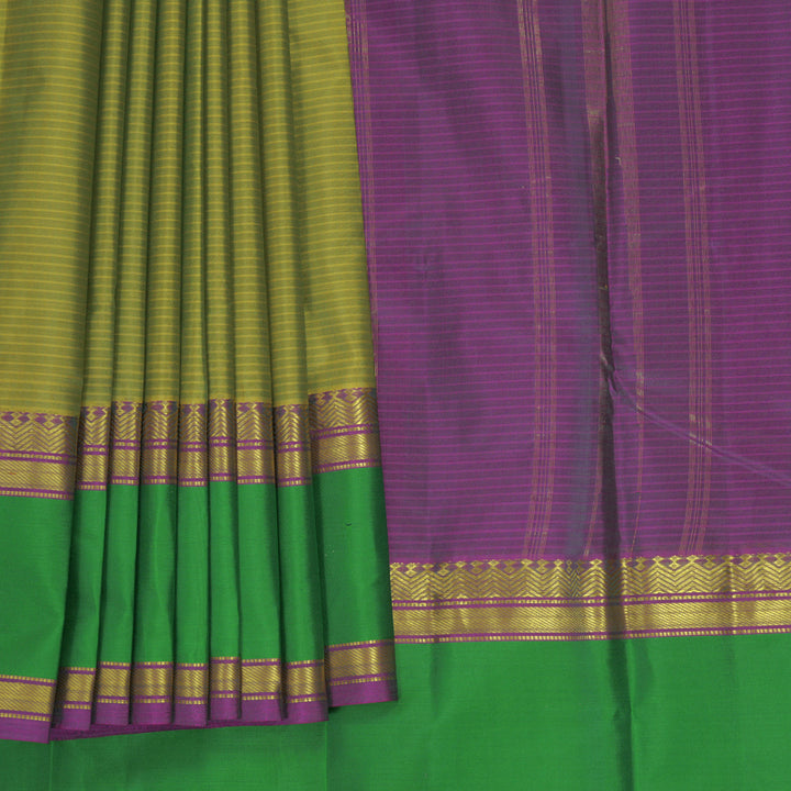 Hayagrivas Handloom Sampanga Green Kanjivaram Silk Saree with Parrot Green Border KBF838H2-11