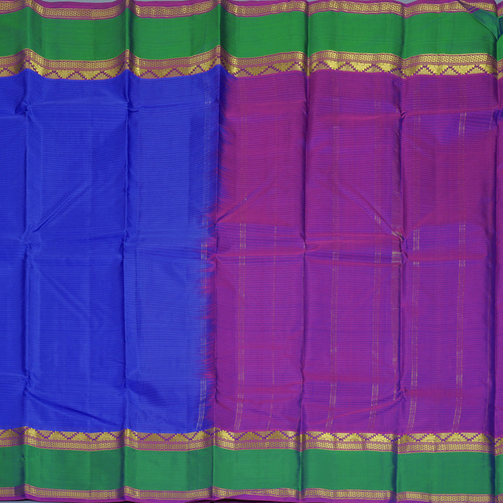 Hayagrivas Handloom Royal Blue Kanjivaram Silk Saree with Aqua Green Border KBF838H2-13