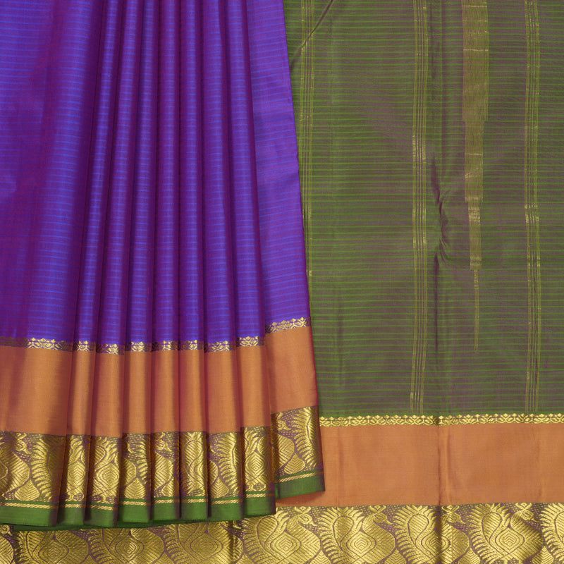 Hayagrivas Handloom Purple Kanjivaram Silk Saree with Orange &amp; Manthalir Border KBF838H2-2