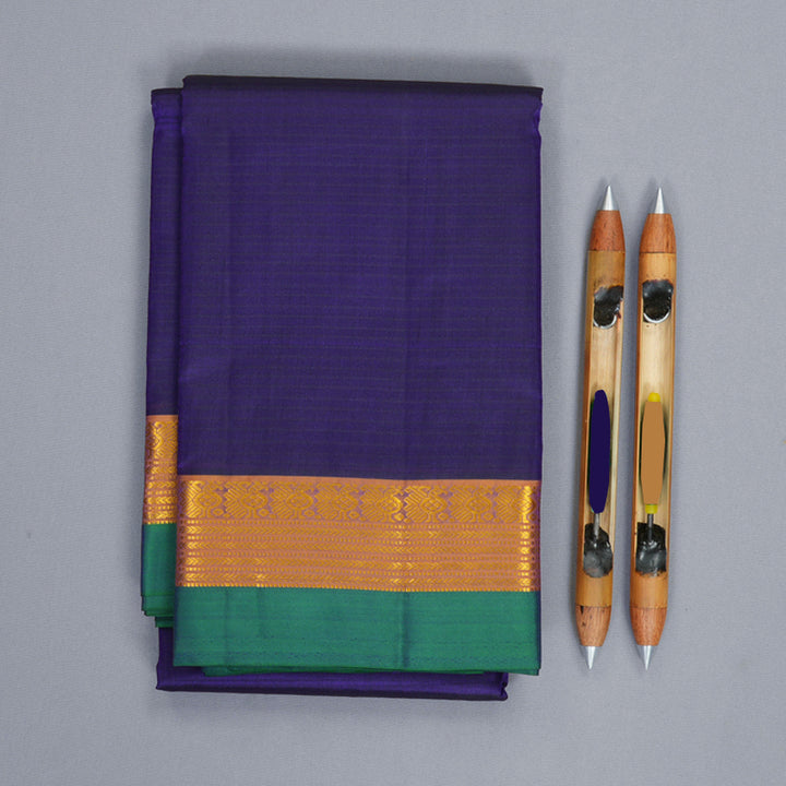 Hayagrivas Handloom Purplish-Blue Kanjivaram Silk Saree KBF838H2-3