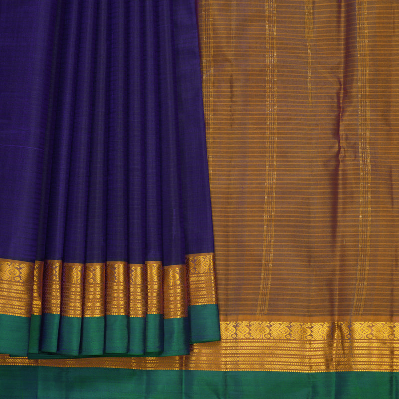 Hayagrivas Handloom Purplish-Blue Kanjivaram Silk Saree KBF838H2-3