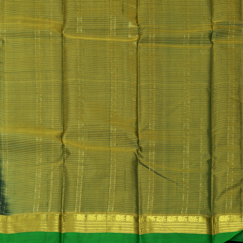 Hayagrivas Handloom Bottle Green Kanjivaram Silk Saree with Parrot Green Border KBF838H2-5