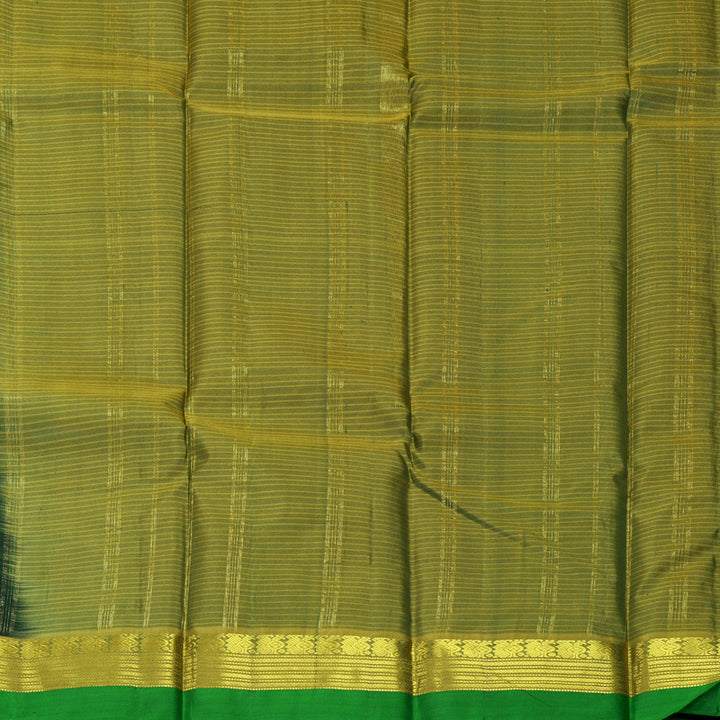 Hayagrivas Handloom Bottle Green Kanjivaram Silk Saree with Parrot Green Border KBF838H2-5