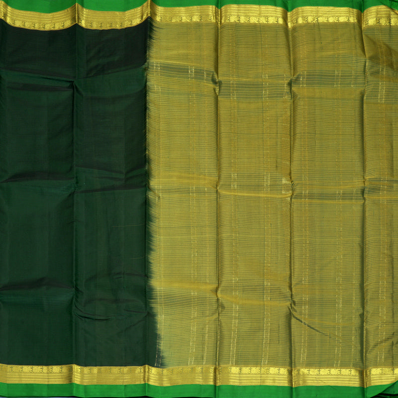 Hayagrivas Handloom Bottle Green Kanjivaram Silk Saree with Parrot Green Border KBF838H2-5
