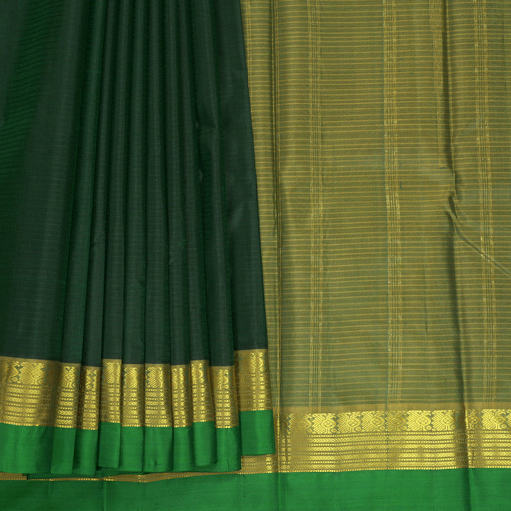 Hayagrivas Handloom Bottle Green Kanjivaram Silk Saree with Parrot Green Border KBF838H2-5