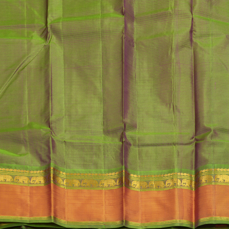 Hayagrivas Handloom Magenta Kanjivaram Silk Saree with Orange Border KBF838H2-6
