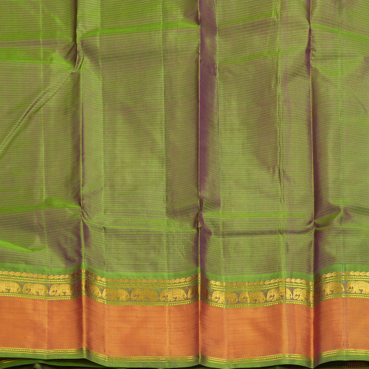 Hayagrivas Handloom Magenta Kanjivaram Silk Saree with Orange Border KBF838H2-6