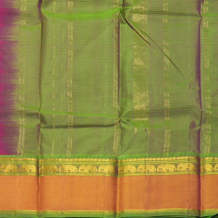 Hayagrivas Handloom Magenta Kanjivaram Silk Saree with Orange Border KBF838H2-6
