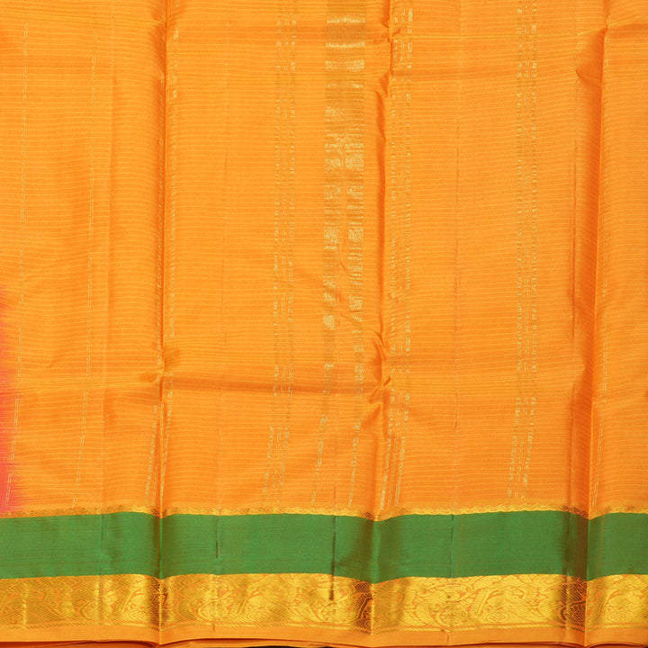 Hayagrivas Handloom Pink Kanjivaram Silk Saree with Green &amp; Orange Border KBF838H2-7