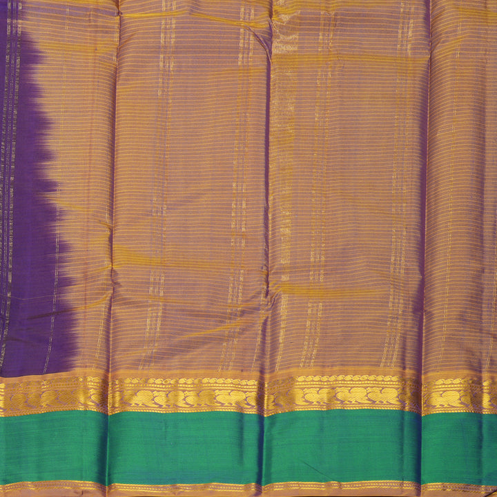 Hayagrivas Handloom Purple Kanjivaram Silk Saree with Aqua Green Border KBF838H2-9