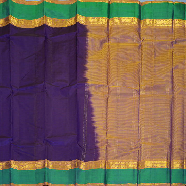 Hayagrivas Handloom Purple Kanjivaram Silk Saree with Aqua Green Border KBF838H2-9